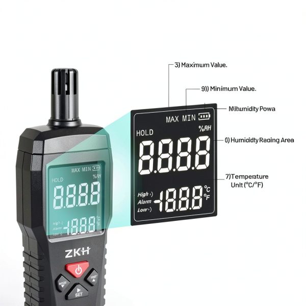 ZKH Digital Thermometer Hygrometer LCD Display Humidity-2