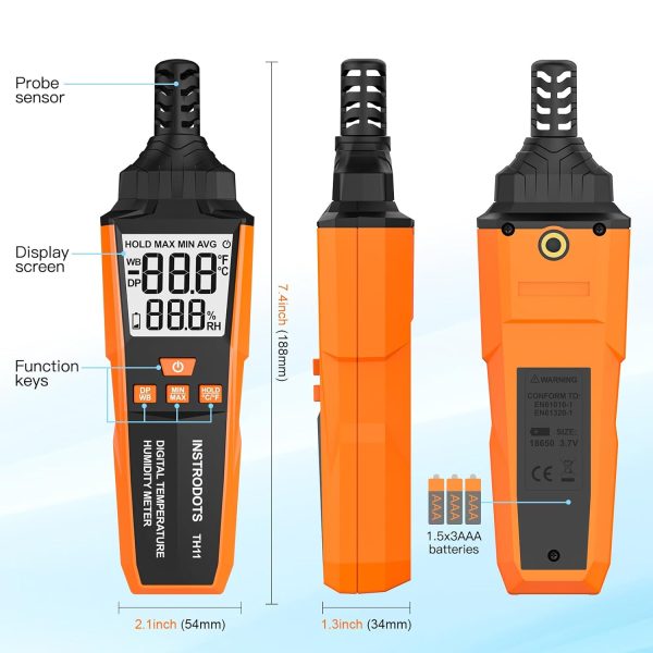 Temperature Humidity Meter Instrodots TH11 Orange-6