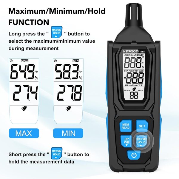 Temperature Humidity Meter Instrodots TH13 Blue-3