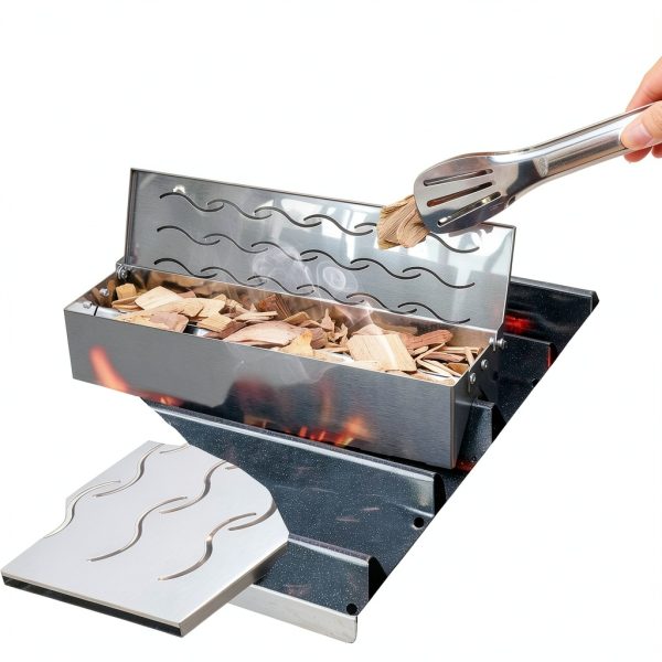 Skyflame Wood Chip Smoker Box Stainless Steel Gas Grill-3