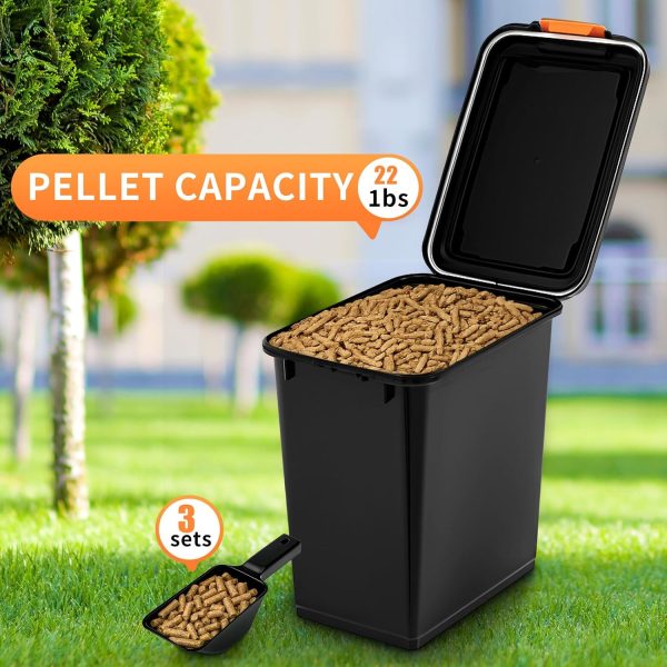 Maxdot Pellet Storage Box 3 Sets 22lb Capacity Flip Lid-2