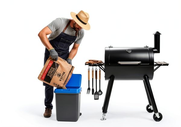 Kathfly Grill Smoker Box Sealed Wood Pellet Storage Bin-3