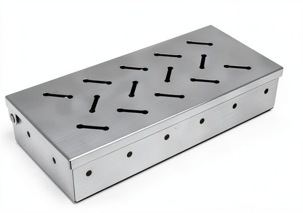 Fving Smoker Box Stainless Steel Hinged Lid Wood Chips-6