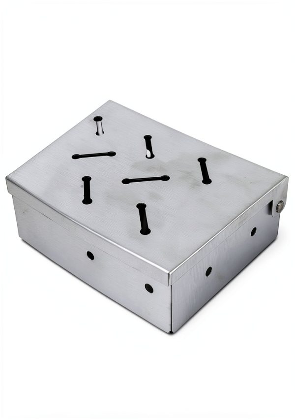 Fving Smoker Box Stainless Steel Hinged Lid Wood Chips-5