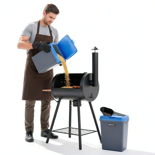 Kathfly Grill Smoker Box Sealed Wood Pellet Storage Bin-5