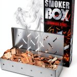 Fving Smoker Box Stainless Steel Hinged Lid Wood Chips-0