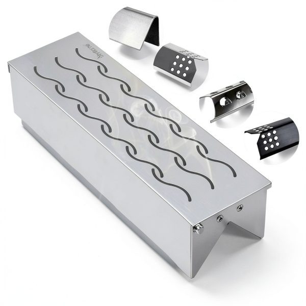 Skyflame Wood Chip Smoker Box Stainless Steel Gas Grill-4
