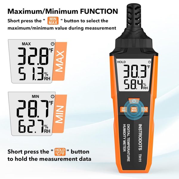 Temperature Humidity Meter Instrodots TH11 Orange-4