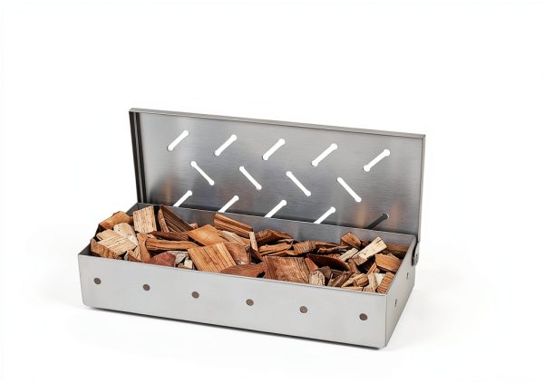 Fving Smoker Box Stainless Steel Hinged Lid Wood Chips-1