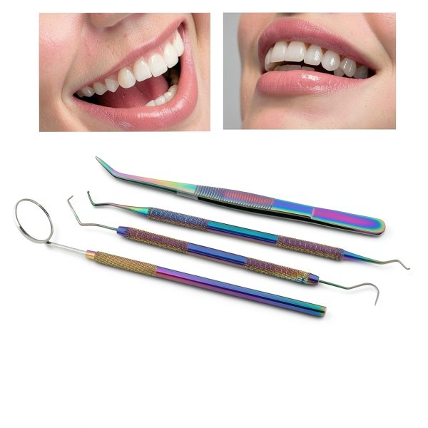 OdontoMed2011 Dental 5-Piece Steel Kit with Mirror Probe Tweezer-5