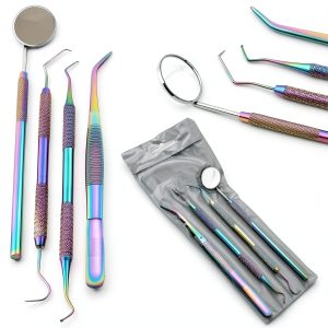 OdontoMed2011 Dental 5-Piece Steel Kit with Mirror Probe Tweezer-0