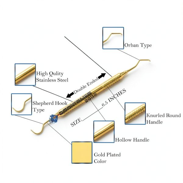 OdontoMed2011 3-Piece Gold Plated Stainless Steel Dental Set GLD-03-1