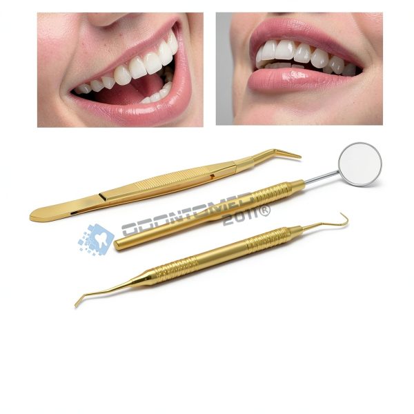 OdontoMed2011 3-Piece Gold Plated Stainless Steel Dental Set GLD-03-4