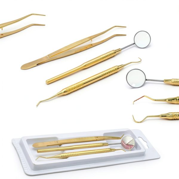 OdontoMed2011 3-Piece Gold Plated Stainless Steel Dental Set GLD-03-0