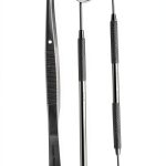 German stainless steel dental set 3‑Piece Mirror Explorer Plier Silver-0
