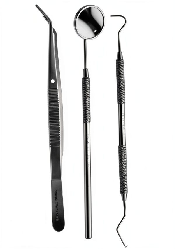 German stainless steel dental set 3‑Piece Mirror Explorer Plier Silver-0