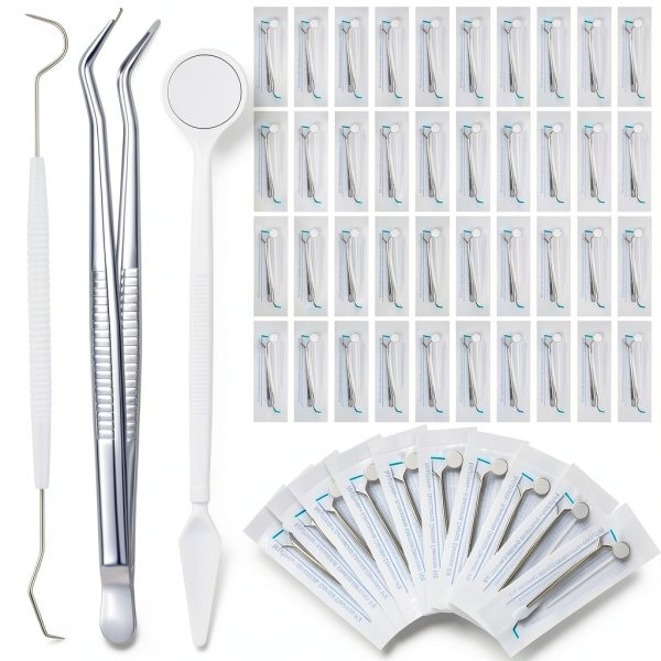 Disposable Dental Tools 50-Set by TrelaCo - Single Use Mirror, Pick &-0